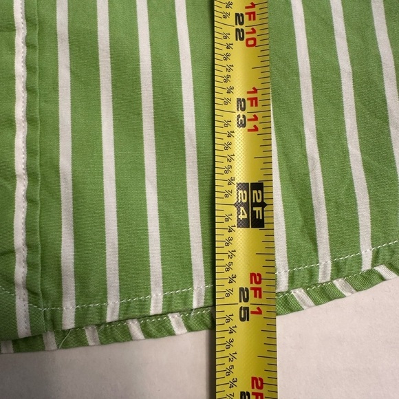 VTG Ralph Lauren Women’s Button Down Lime Green White Stripe Size 6 Pink Logo - Picture 8 of 9